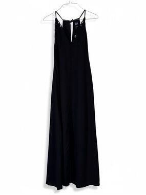GAP Black Sleeveless Lace-Trim Maxi Dress